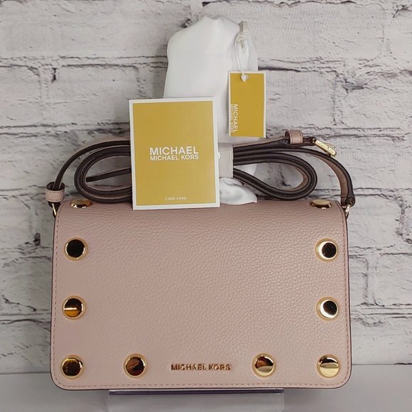 Michael Kors Handbags - 'MICHAEL KORS' 'HOLLY' LEATHER STUDDED CROSSBODY BAG & 'MK' DUST BAG SET